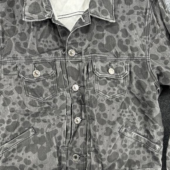 Half Evil 333 Men's Black and Gray Spotted Denim Jacket Retro Streetwear Small - Picture 6 of 6